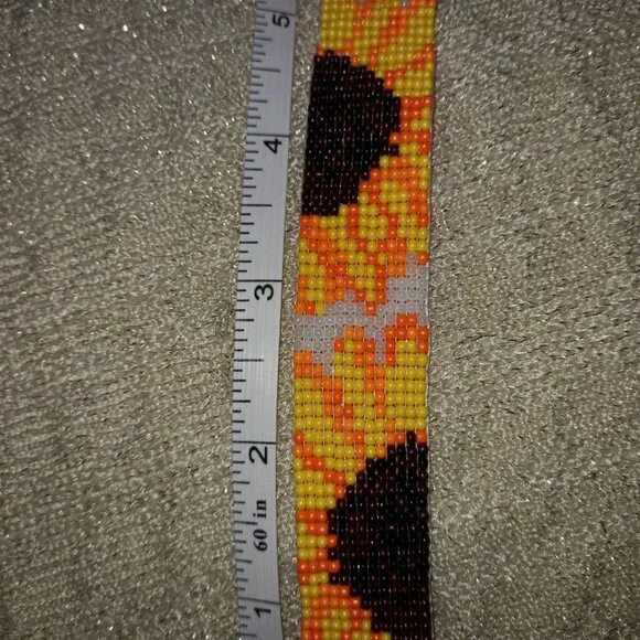 🌻 Statement Sunflower Beaded Cuff 🌻 Handmade • Stainless Steel - Picture 3 of 7